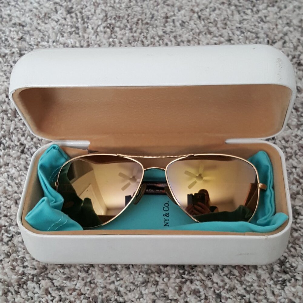 Tiffany & Co. 18K GOLD PLATED Atlas Aviator Pilot Sunglasses Mirror Roman Numer - Picture 3 of 17
